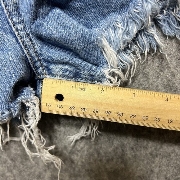 Forever 21 Jean Shorts Women 30 Cut Off Denim Frayed Hem High Rise Waist Blue - Picture 5 of 8